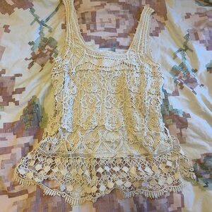 Pins & Needles Yellow Cropped Embellished Tank Top